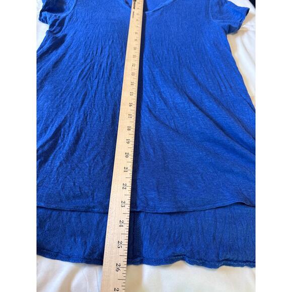 Tahari Women’s 100% Linen Short Sleeve Scoop Neck Royal Blue Top Size Small - Picture 6 of 7